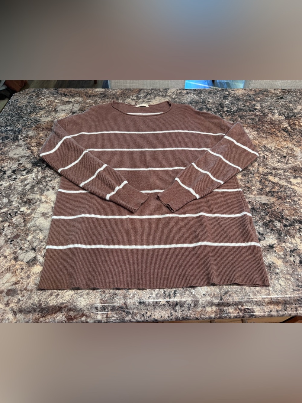 Women’s Brown Stripe Crewneck Sweater